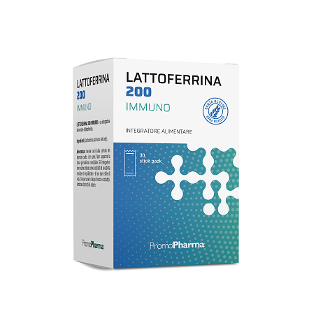 Confezione da 30 stick pack di Lattoferrina 200 immuno integratore per le difese immunitarie.