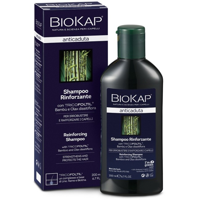 Flacone da 20 ml di Bios Line Biokap Anticaduta Shampoo Rinforzante per avere capelli forti e resistenti. Flacone da 20 ml di Bios Line Biokap Anticaduta Shampoo Rinforzante per avere capelli forti e resistenti.