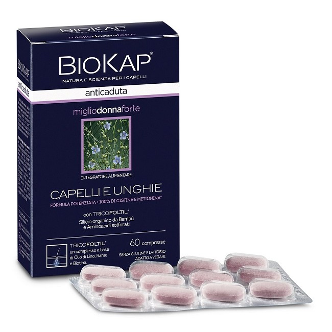 BIOKAP ANTICADUTA MIGLIO DONNA FORTE CON TRICOFOLTIL 60 COMPRESSE BIOKAP ANTICADUTA MIGLIO DONNA FORTE CON TRICOFOLTIL 60 COMPRESSE