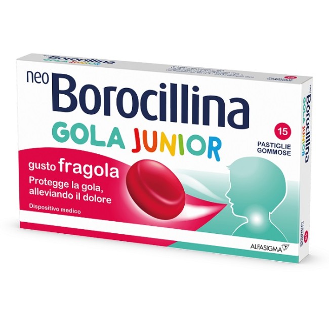 NEOBOROCILLINA GOLA JUNIOR 15 PASTIGLIE GUSTO FRAGOLA NEOBOROCILLINA GOLA JUNIOR 15 PASTIGLIE GUSTO FRAGOLA