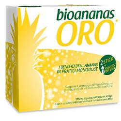 Confezione da 30 stick monodose di BioAnanas Oro, integratore drenante.