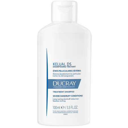 Flacone da 100 ml di Kelual Ds Shampoo Trattante Per Forfora Ostinata.