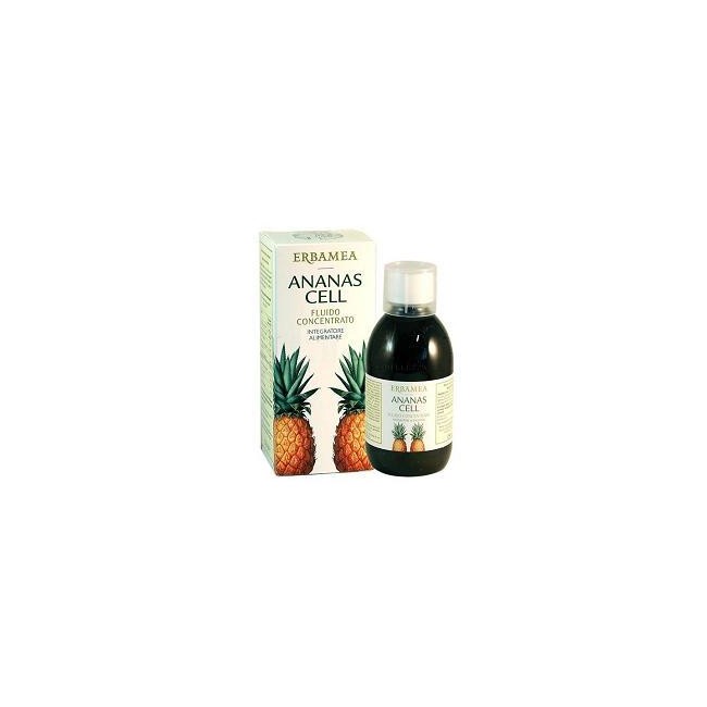 Flacone da 250 ml di Erbamea Ananas Concentrato Fluido, integratore drenante e anticellulite.