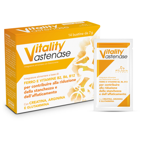 Confezione da 14 buste di Vitality Astenase Integratore Energetico Per Attività Sportiva.