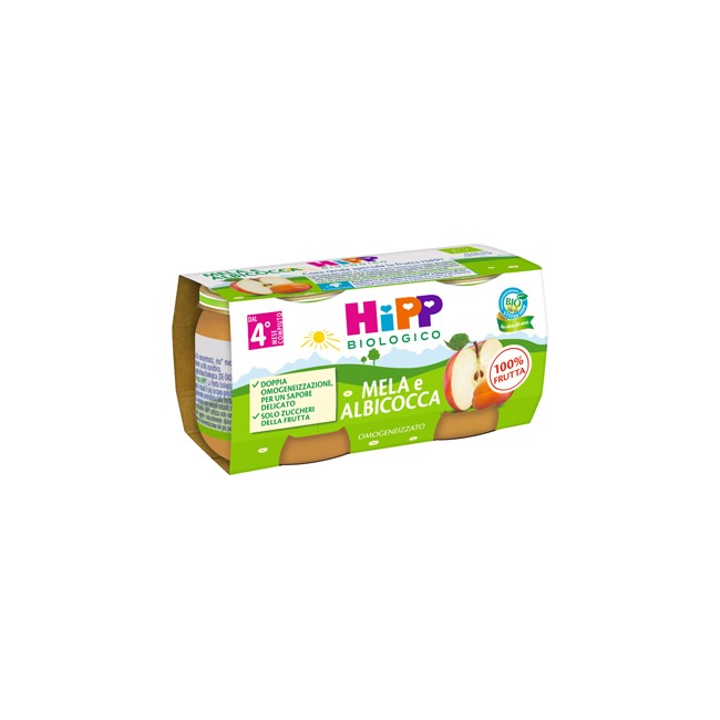 HIPP BIO OMOGENEIZZATO ALBICOCCA/MELA 2X80 G HIPP BIO OMOGENEIZZATO ALBICOCCA/MELA 2X80 G