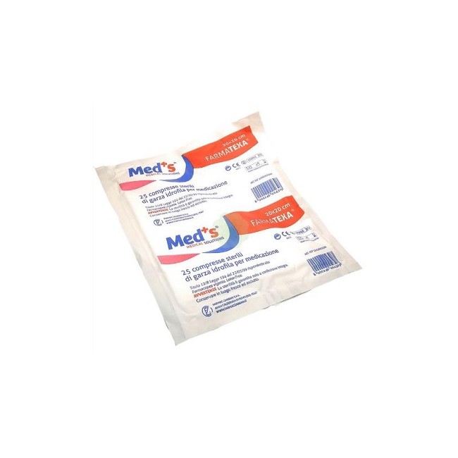 GARZA COMPRESSA IDROFILA MEDS FARMATEXA 12/8 20X20CM 25 PEZZI GARZA COMPRESSA IDROFILA MEDS FARMATEXA 12/8 20X20CM 25 PEZZI
