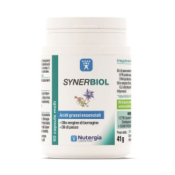 Confezione da 60 capsule di Nutergia Synerbiol, integratore per la salute cardiaca e cerebrale.
