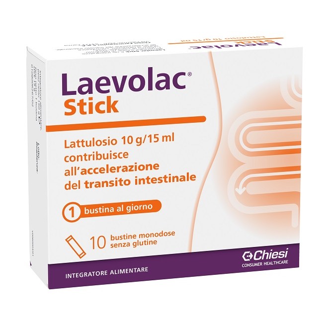 Confezione da 10 bustine di Laevolac Stick, integratore per la regolarità intestinale. Confezione da 10 bustine di Laevolac Stick, integratore per la regolarità intestinale.