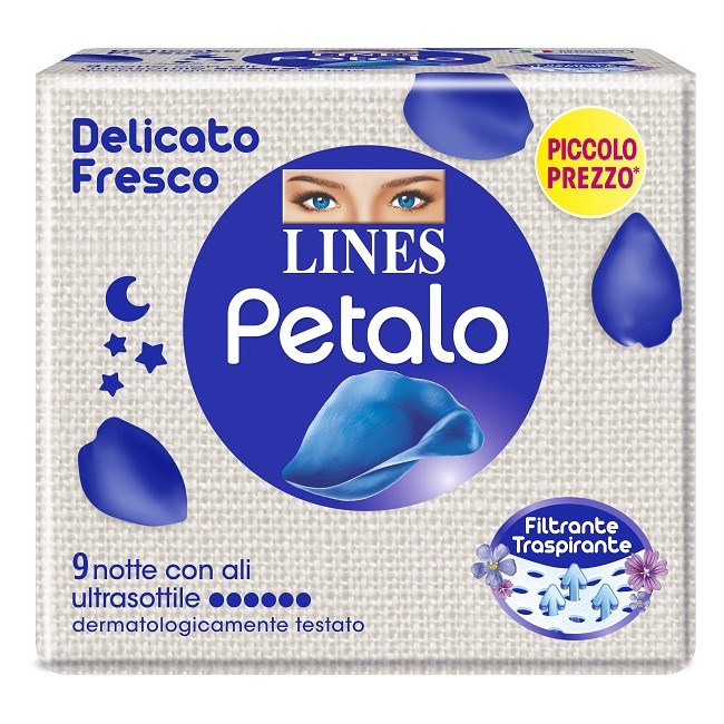 LINES PETALO BLU ASSORBENTE NOTTE 9 PEZZI LINES PETALO BLU ASSORBENTE NOTTE 9 PEZZI