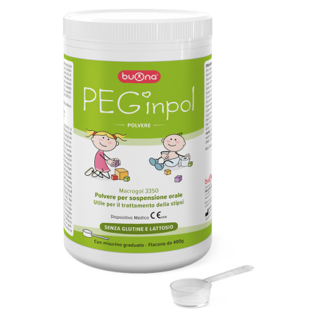 Flacone da 400 grammi di Peginpol, integratore contro la stitichezza dei bambini. Flacone da 400 grammi di Peginpol, integratore contro la stitichezza dei bambini.