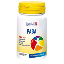 Confezione da 100 compresse di Longlife PABA 100 Integratore Per Il Benessere Di Unghie e Capelli.