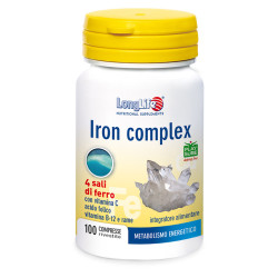 Flacone da 100 compresse di Longlife Iron Complex Integratore Di Ferro Minerali E Vitamine.