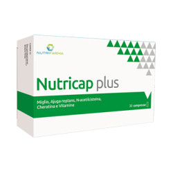 Confezione da 30 compresse di Nutricap Plus, integratore per il benessere di capelli, unghie e cuoio capelluto.
