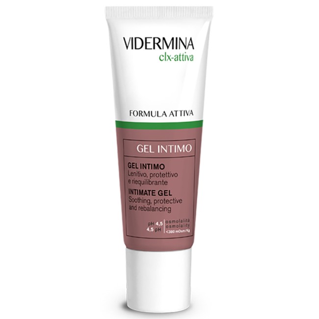 Confezione da 30 ml di Vidermina Gel Intimo Nuova Formula per l'igiene intima. Confezione da 30 ml di Vidermina Gel Intimo Nuova Formula per l'igiene intima.