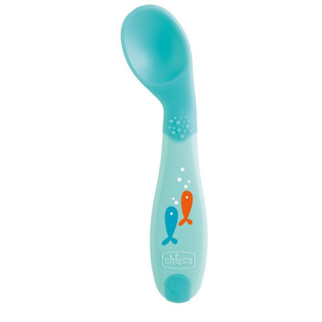 CHICCO CUCCHIAIO ANGOLATO 8M+ AZZURRO CHICCO CUCCHIAIO ANGOLATO 8M+ AZZURRO