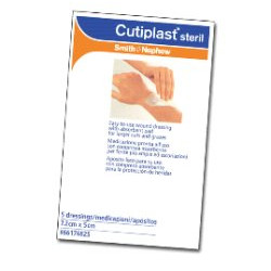 MEDICAZIONE CUTIPLAST STERIL ADESIVA SUPPORTO IN TNT ADESIVO POLIACRILATO IPOLLERGENICO TAMPONE NON ADERENTE 15X38 CM 5 PEZZI