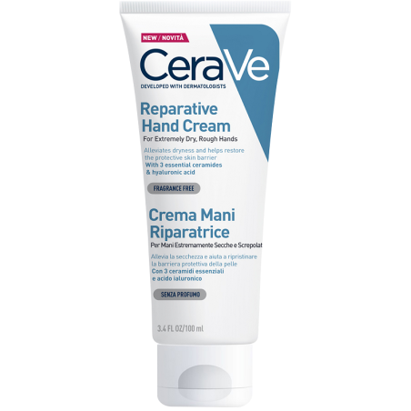 Tubo da 100 ml di Cerave Crema Mani Riparatrice E Nutriente Per Pelle Secca. Tubo da 100 ml di Cerave Crema Mani Riparatrice E Nutriente Per Pelle Secca.