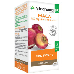 Confezione da 40 capsule di Arko Capsule Maca Bio Integratore Ricostituente Tonico-Adattogeno.