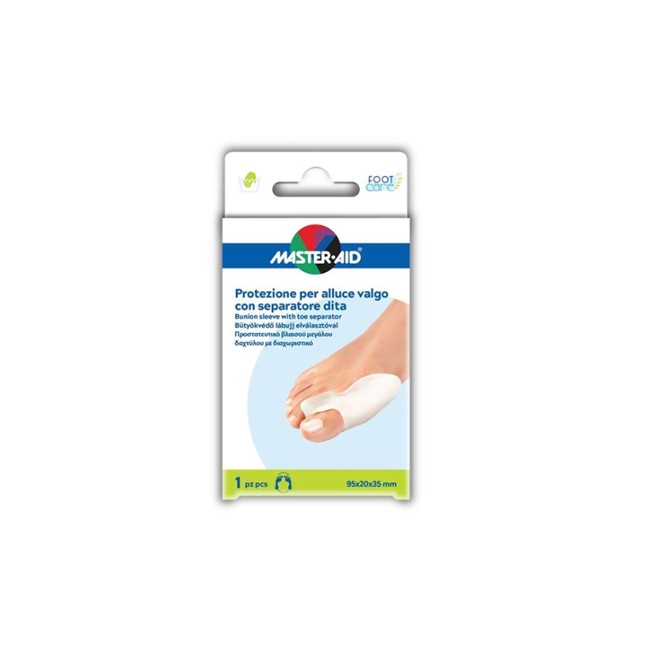PROTEZIONE MASTER-AID FOOTCARE PER ALLUCE VALGO CON SEPARATORE DITA INTEGRATO 1 PEZZO D9 PROTEZIONE MASTER-AID FOOTCARE PER ALLUCE VALGO CON SEPARATORE DITA INTEGRATO 1 PEZZO D9