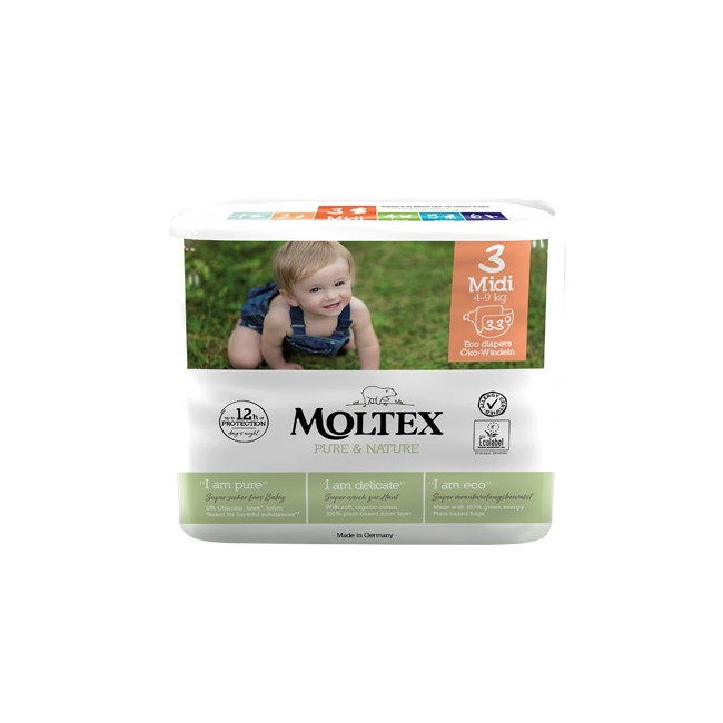 Pannolini Moltex Pure & Nature Midi 4-9 Kg Taglia 3 33 Pezzi Pannolini Moltex Pure & Nature Midi 4-9 Kg Taglia 3 33 Pezzi