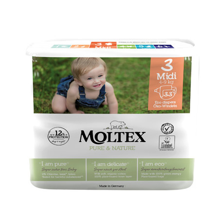 Pannolini Moltex Pure & Nature Midi 4-9 Kg Taglia 3 33 Pezzi Pannolini Moltex Pure & Nature Midi 4-9 Kg Taglia 3 33 Pezzi