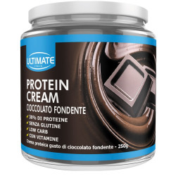 Barattolo da 250 grammi di Ultimate Protein Cream, crema proteica al cioccolato fondente.