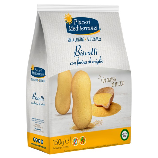 PIACERI MEDITERRANEI BISCOTTI FARINA DI MIGLIO 150 G PIACERI MEDITERRANEI BISCOTTI FARINA DI MIGLIO 150 G