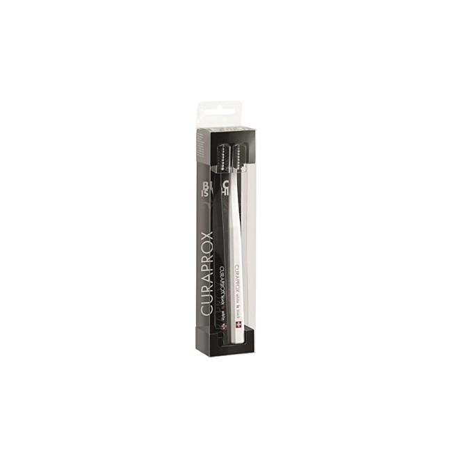 SPAZZOLINO CURAPROX WHITE IS BLACK WHITE/BLACK 2 PEZZI SPAZZOLINO CURAPROX WHITE IS BLACK WHITE/BLACK 2 PEZZI