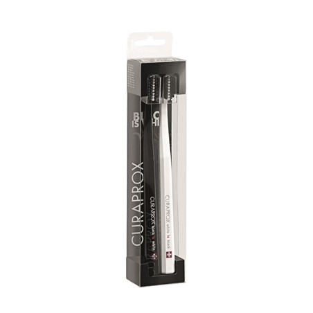 SPAZZOLINO CURAPROX WHITE IS BLACK WHITE/BLACK 2 PEZZI SPAZZOLINO CURAPROX WHITE IS BLACK WHITE/BLACK 2 PEZZI