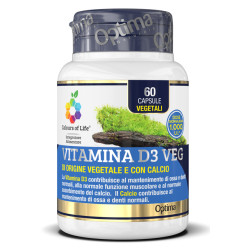 Confezione da 60 capsule di Colours Of Life Vitamina D3 Vegetale Integratore Per Ossa e Sistema Immunitario.