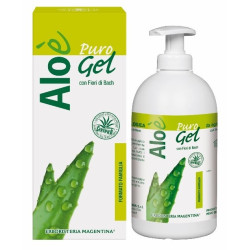 Flacone da 500 ml di Aloe Puro Gel per disturbi cutanei.