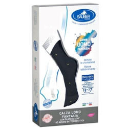 SAUBER CALZA UOMO FANTASIA Q-SKIN 70 DEN BLU POIS GIALLI TAGLIA M