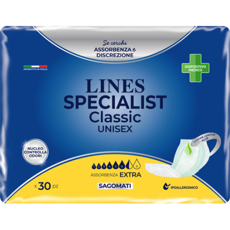 PANNOLONE LINES SPECIALIST CLASSIC SAGOMATO EXTRA 30 PEZZI PANNOLONE LINES SPECIALIST CLASSIC SAGOMATO EXTRA 30 PEZZI