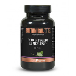 Barattolo da 60 perle di Olio Di Fegato Di Merluzzo Botanical Mix, integratore antinfiammatorio e antiossidante.