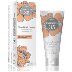 Tubo da 75 ml di Calendula 35, crema gel per viso e corpo contro le irritazioni cutanee.