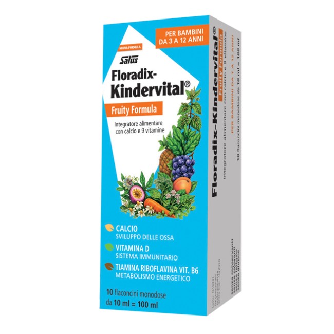 FLORADIX KINDERVITAL FRUITY FORMULA POTENZIATA 10 FLACONCINI MONODOSE X 10 ML PER BAMBINI DA 3 A 12 ANNI FLORADIX KINDERVITAL FRUITY FORMULA POTENZIATA 10 FLACONCINI MONODOSE X 10 ML PER BAMBINI DA 3 A 12 ANNI