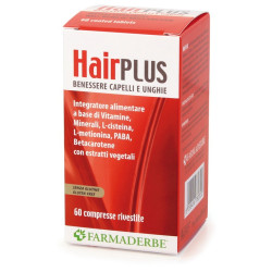 Confezione da 60 compresse di Hair Plus Integratore Tricologico Per Benessere Del Cuoio Capelluto.