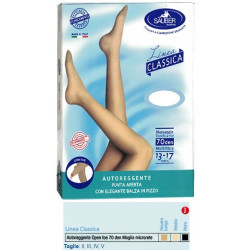 SAUBER AUTOREGGENTE OPEN TOE MAGLIA MICRORETE 70 DEN COLORE NEUTRO BEIGE TAGLIA 5 LINEA CLASSICA