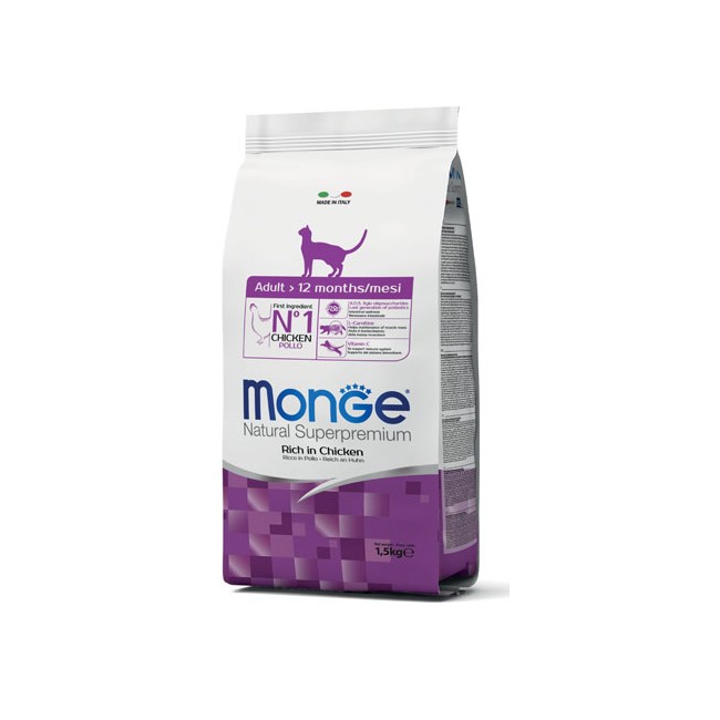 MONGE NATURAL SUPERPREMIUM SECCO GATTO ADULT CAT 1,5 KG MONGE NATURAL SUPERPREMIUM SECCO GATTO ADULT CAT 1,5 KG