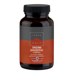 Flacone da 50 capsule di Terranova Enzimi Digestivi Integratore Per Favorire Digestione e Benessere Gastrico.