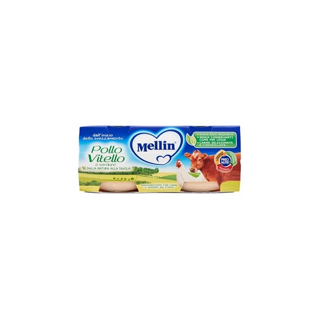 MELLIN OMOGENEIZZATO POLLO VITELLO CON VERDURE 2 X 80 G MELLIN OMOGENEIZZATO POLLO VITELLO CON VERDURE 2 X 80 G