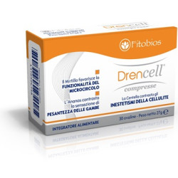Confezione da 30 compresse di Drencell, integratore per cellulite e pesantezza delle gambe.