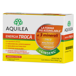 Confezione da 20 buste di Aquilea Energia Magnesio Potassio Zinco E Ginseng Integratore Energizzante.
