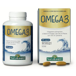 Confezione da 100 perle di Naturando Omega 3, integratore ad azione antiossidante e antinfiammatoria.