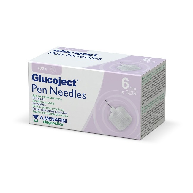 AGO PER PENNA DA INSULINA GLUCOJECT 6 MM GAUGE 32 100 PEZZI AGO PER PENNA DA INSULINA GLUCOJECT 6 MM GAUGE 32 100 PEZZI