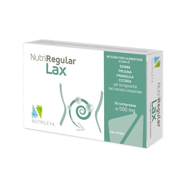 Confezione da 30 compresse di Nutriregular Lax, integratore per la regolarità intestinale. Confezione da 30 compresse di Nutriregular Lax, integratore per la regolarità intestinale.