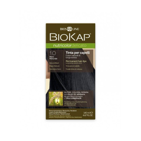 Confezione di Bios Line Biokap Nutricolor Tinta per Capelli 1.0 Nero.