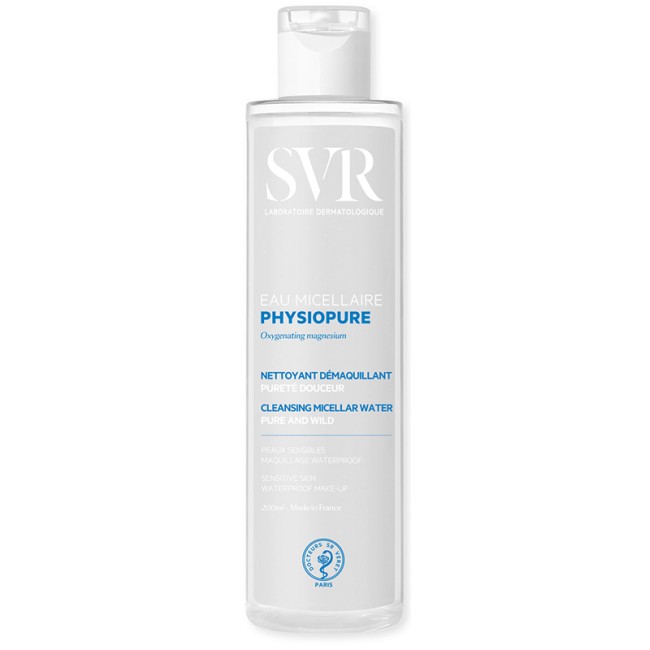 Flacone da 200 ml di Svr Physiopure Acqua Micellare Detergente Struccante Ad Azione Idratante. Flacone da 200 ml di Svr Physiopure Acqua Micellare Detergente Struccante Ad Azione Idratante.