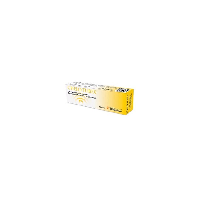 Tubetto da 15 ml di Chelo Tubex gel per la riduzione di tessuti cicatriziali. Tubetto da 15 ml di Chelo Tubex gel per la riduzione di tessuti cicatriziali.