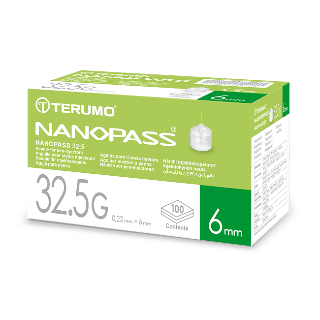 Ago Per Penna Da Insulina Nanopass 32,5 Gauge Lunghezza 6 Mm 100 Pezzi